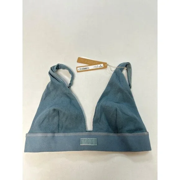 SKIMS Cotton Rib Plunge Bralette Kyanite Size Small NWT - Picture 4 of 8